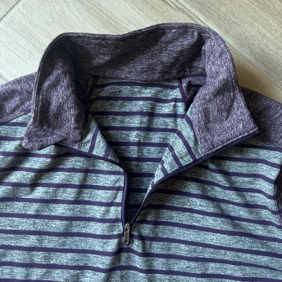 Lululemon Purple & Grey Striped Half-Zip Pullover - Size Large - Picture 3 of 5